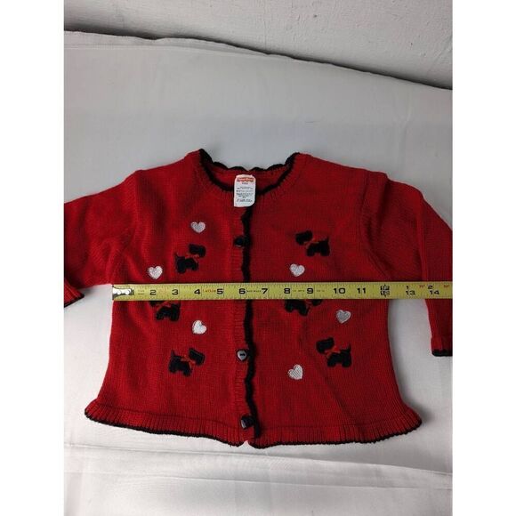 Fisher Price Red Scottie Dog Baby Girl Cardigan Button Up Sweater 18 Months - Picture 6 of 7
